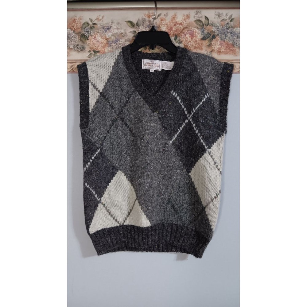 The Original Workshop Medium Grey  Wool Knit Vintage Classic Academic Retro Vest